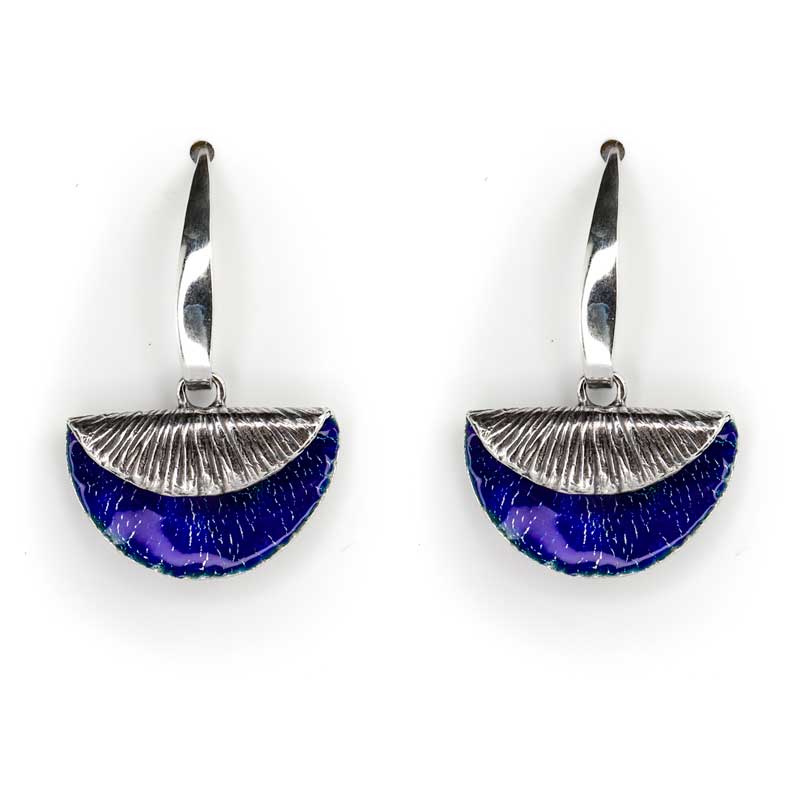 cluster earring with white pearl and lapis in sterling silver by pam fox