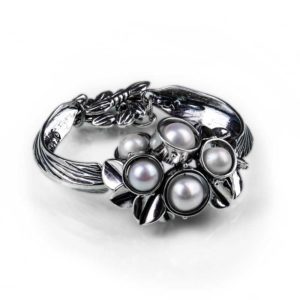 Cluster Pearl sterling silver bracelet with toggle by pam fox